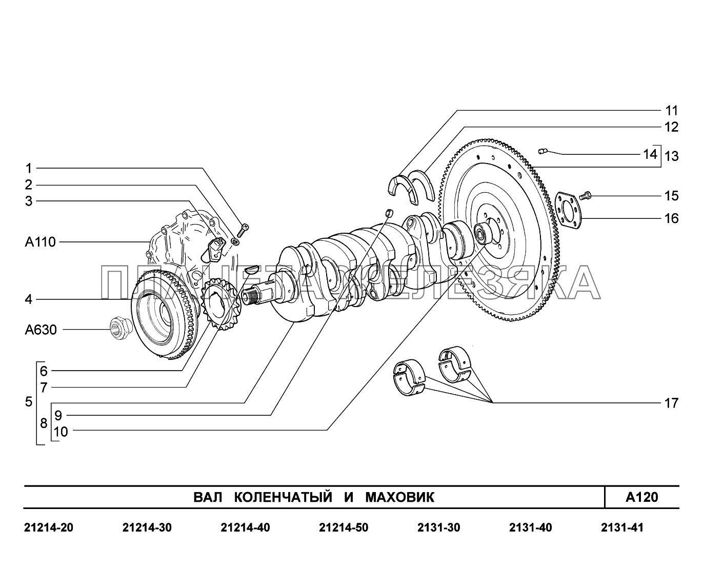 A120. Вал коленчатый и маховик LADA 4x4